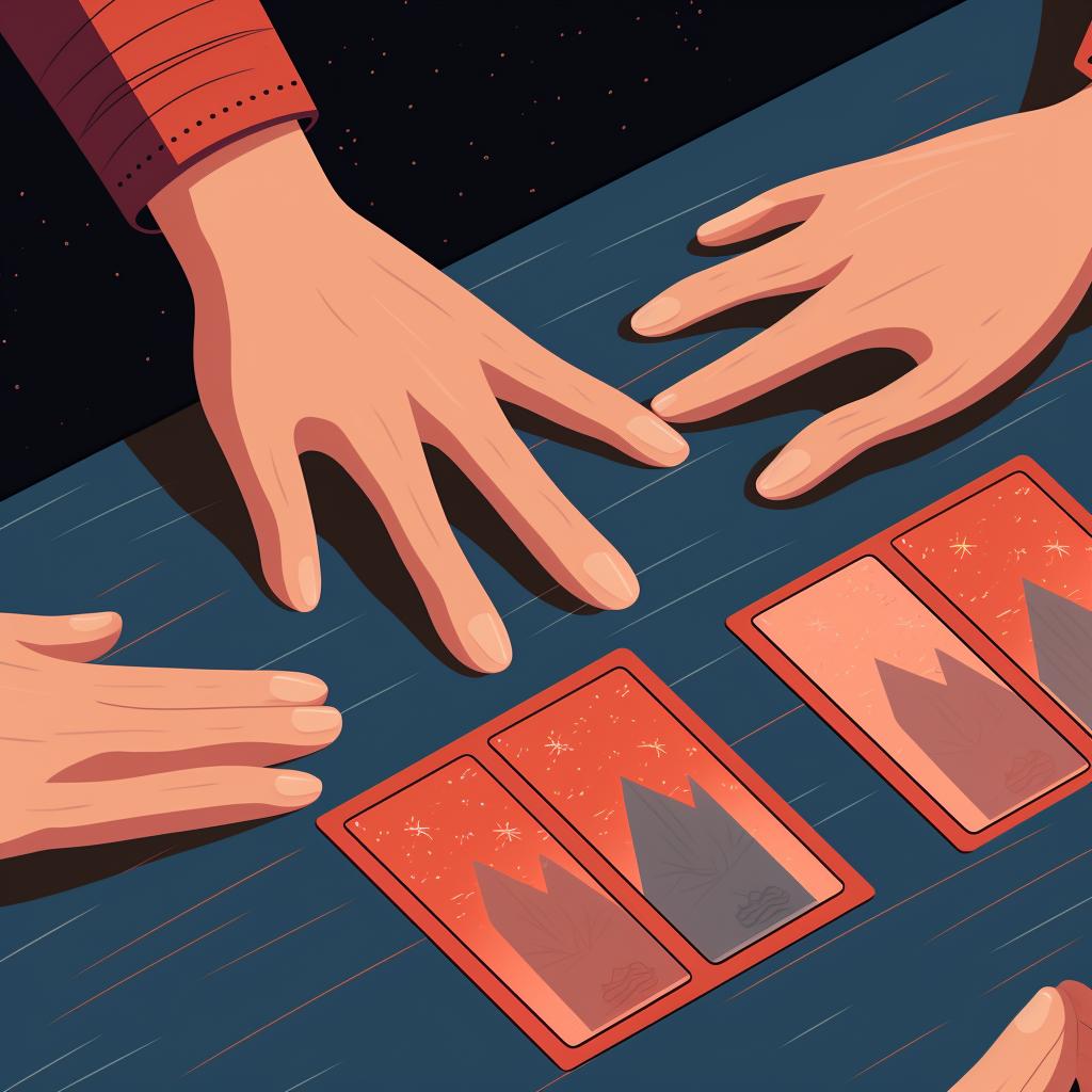 Hands shuffling the Quarry Tarot Deck